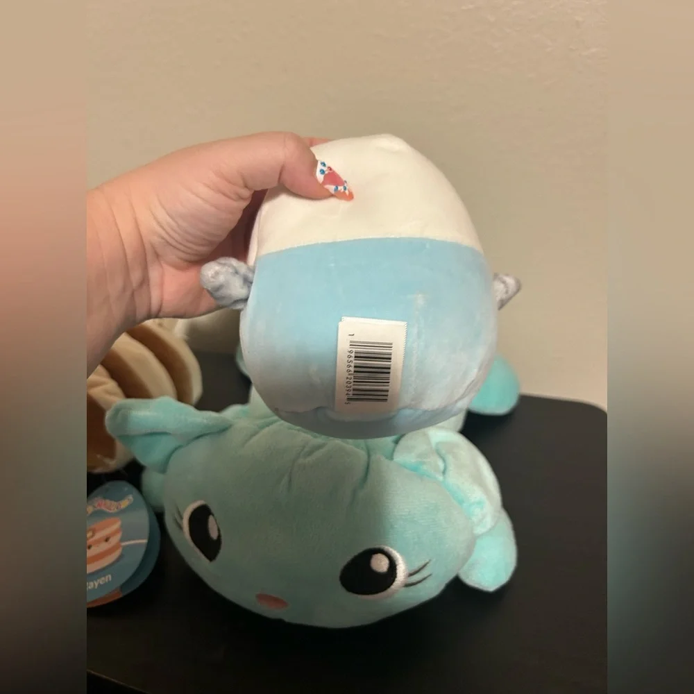 Cute Plush Toy Set - blue stuffy, Rayen & a bird/ chick Squishmallow